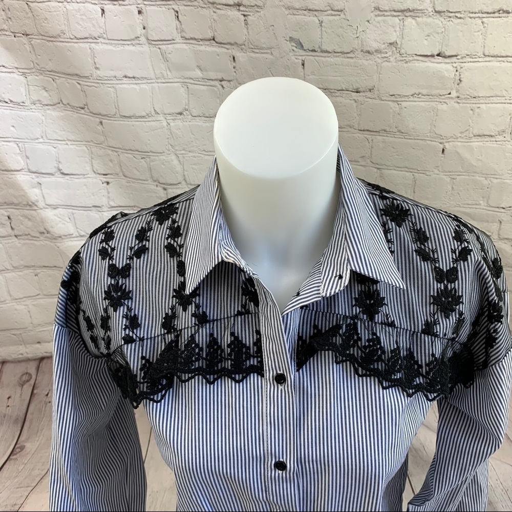 Zara Basic Striped Button Down Shirt - image 3